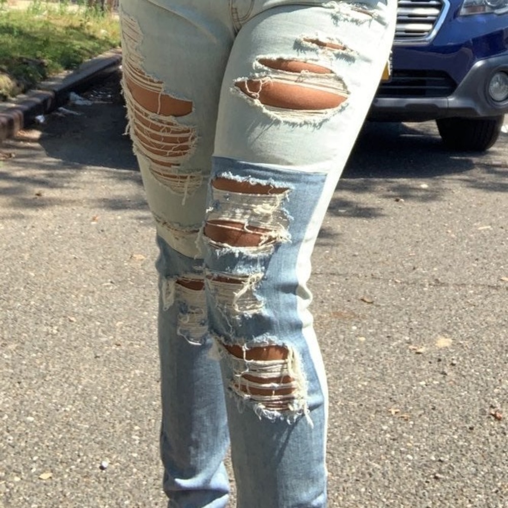 American Eagle Super Stretch Patchwork Skinny Jeans